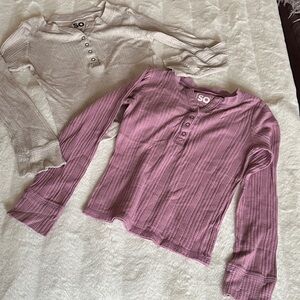 SO Ribbed Henley Tops in Pink and Beige Girls Size Small 7